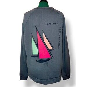 Onia Sailboats Dave Raglan Sleeve Yacht Gear Pullover,Blue, XL